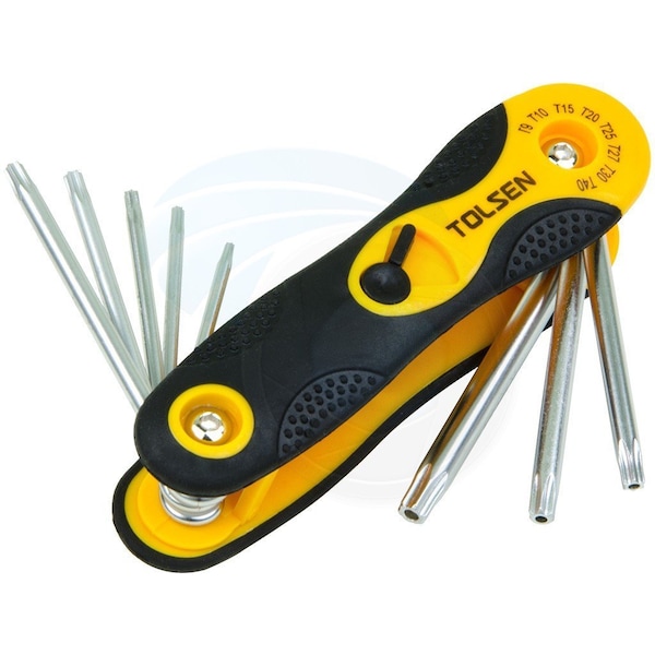 Tolsen 8pcs Folding Torx Star Hex Key Set T9 T10 T15 T20 T25 T27 T30 and T40 20069 - main